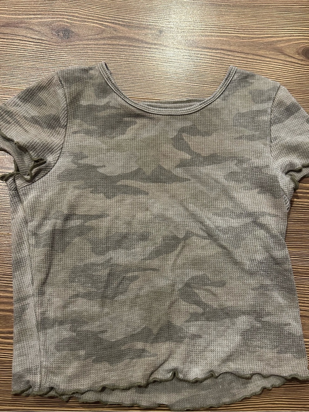 American Eagle Olive Green Waffle Knit Top